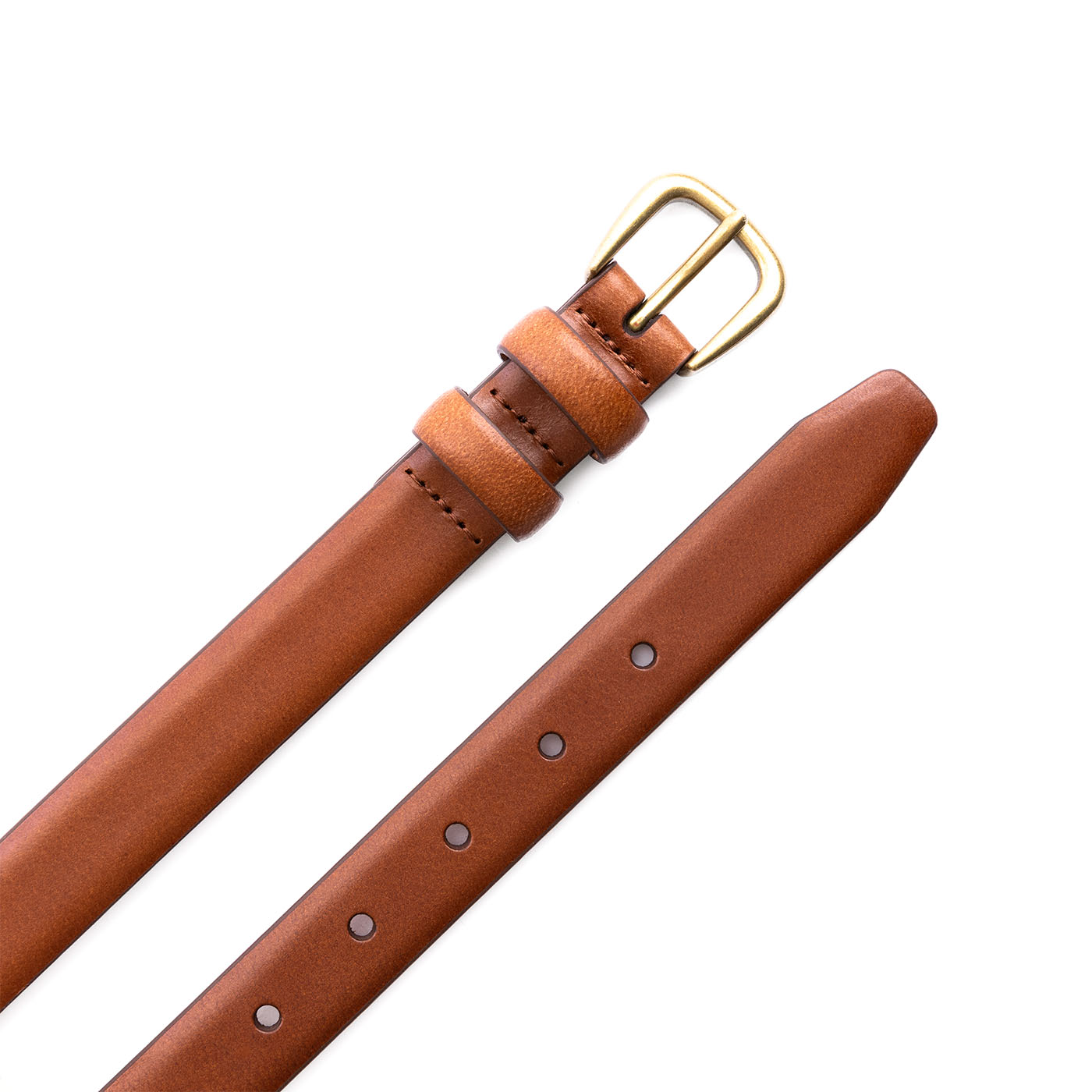 Women's Slim Double Loop Leather Belt - Image 5